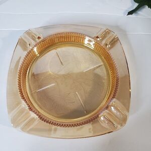 Vintage Pretty Jeannette Louisa Iridescent Floragold Ashtray 4" Tobacciana Gold